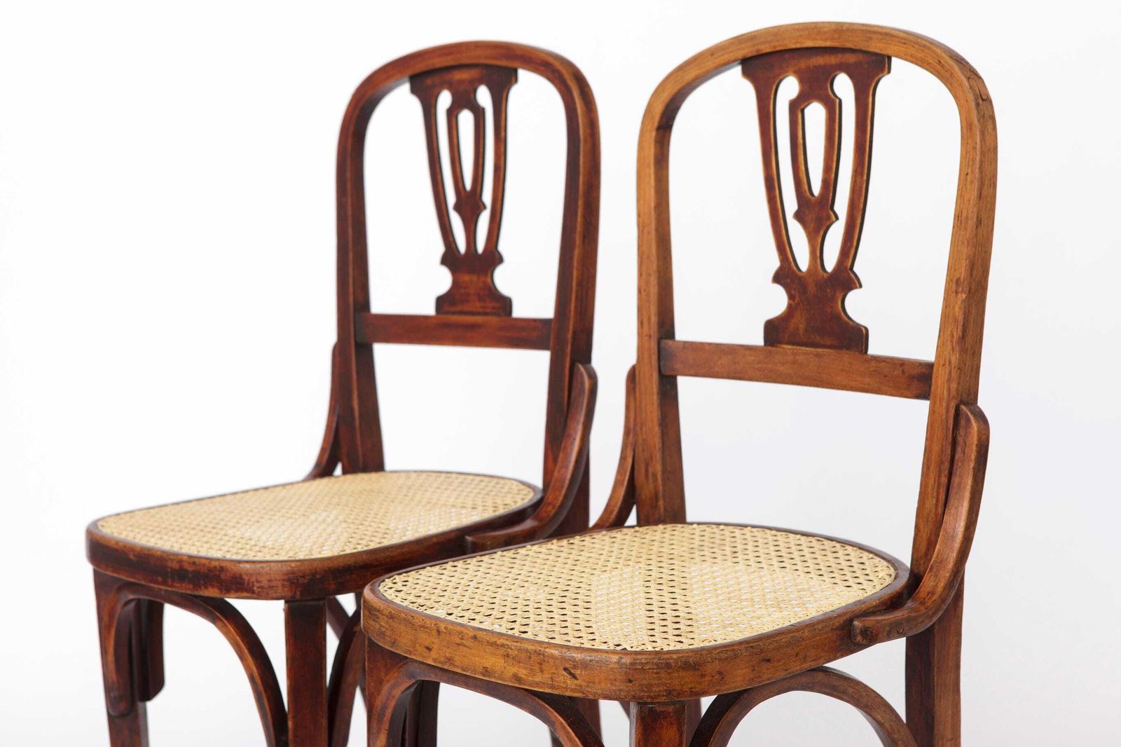 Set Of 2 Vintage Bentwood Dining Chairs | Austria 1930s–50s | Beechwood, New Woven Cane Seats photo buy