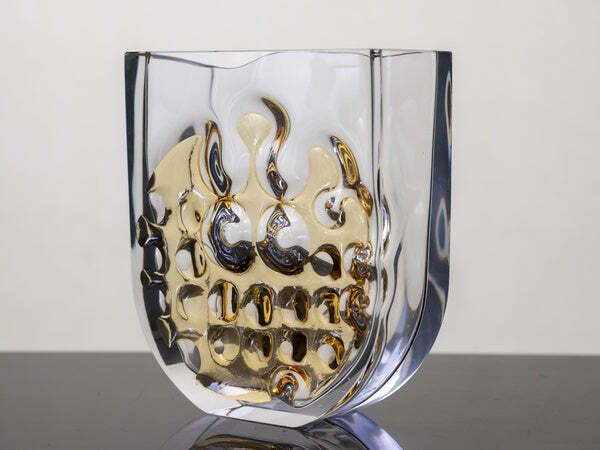 Groot Geslepen Glazen Vaas Van Ladislav Oliva, Exbor, Ca. 1970 photo Woonaccessoires