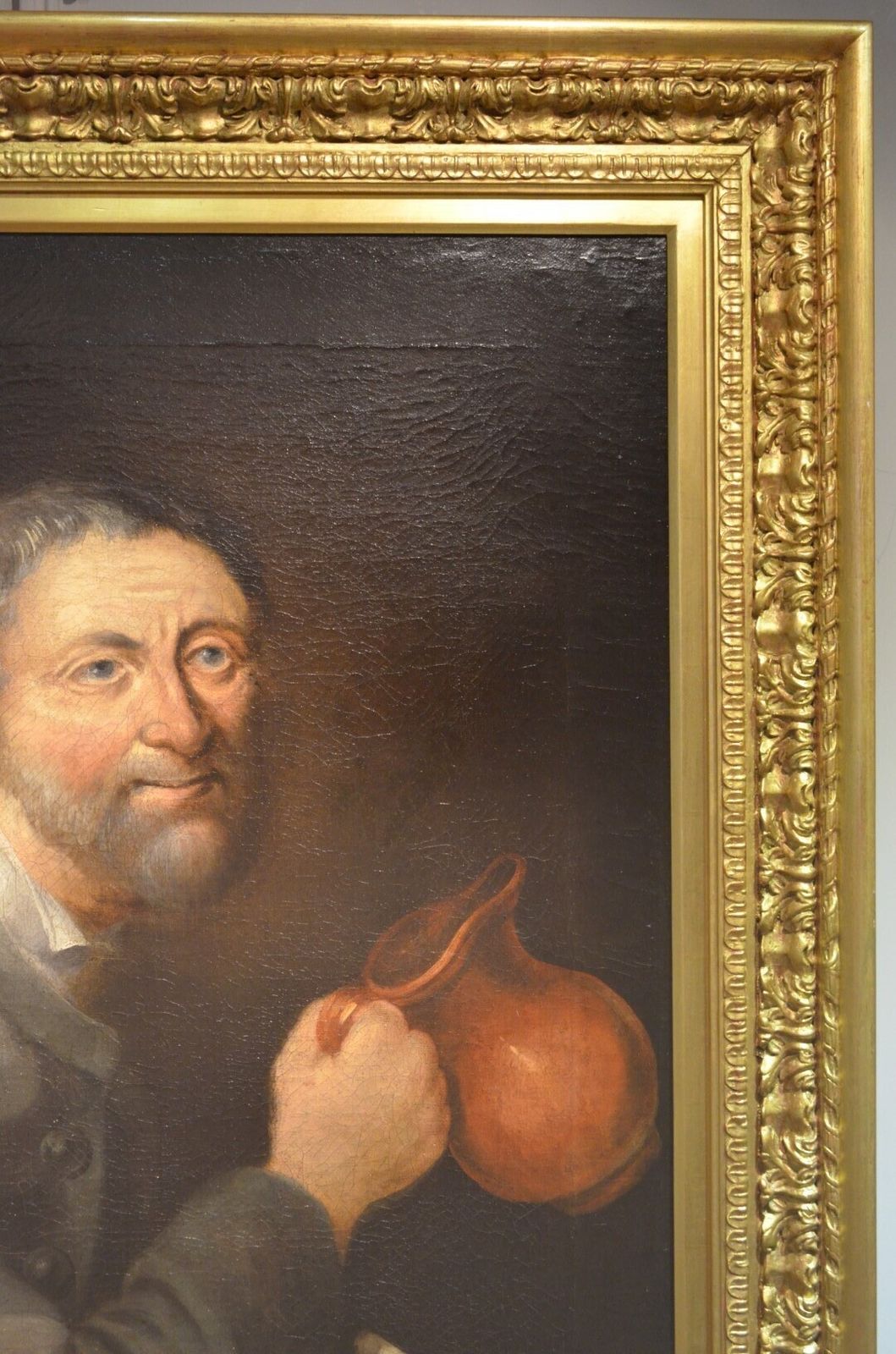 Beautiful Early 18th Century Portrait Of Peasant And His Dog Attrib. Richard Waitt photo vintage