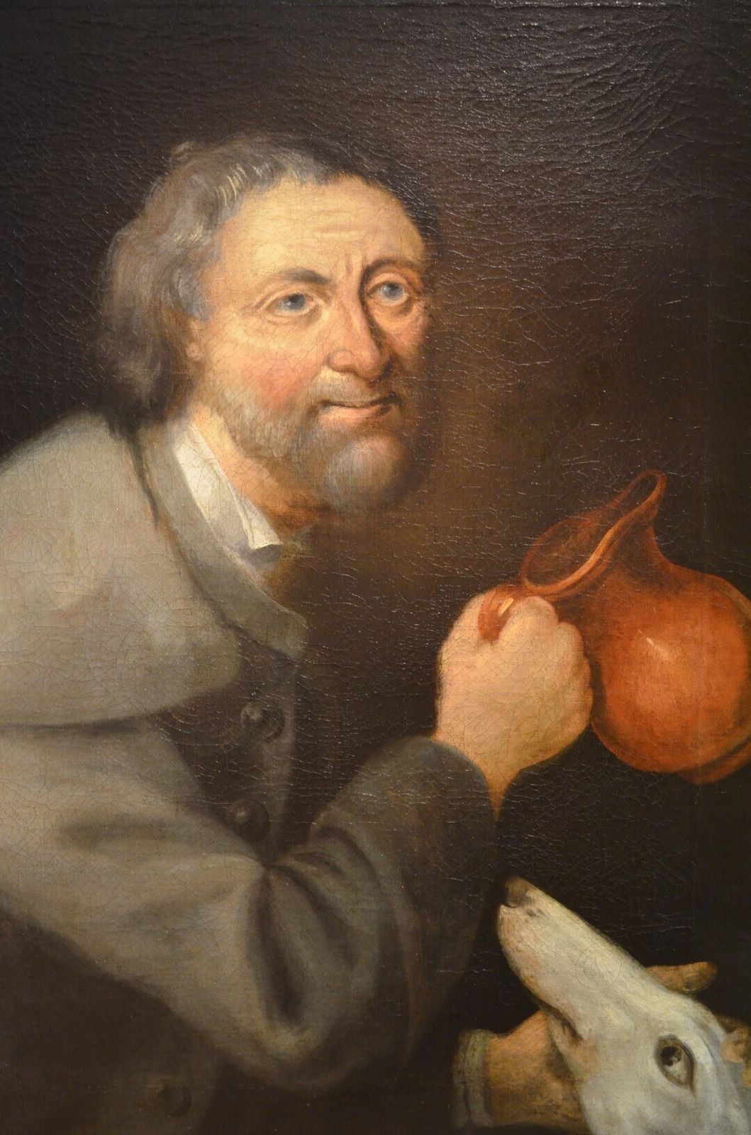 Art Beautiful Early 18th Century Portrait Of Peasant And His Dog Attrib. Richard Waitt photo