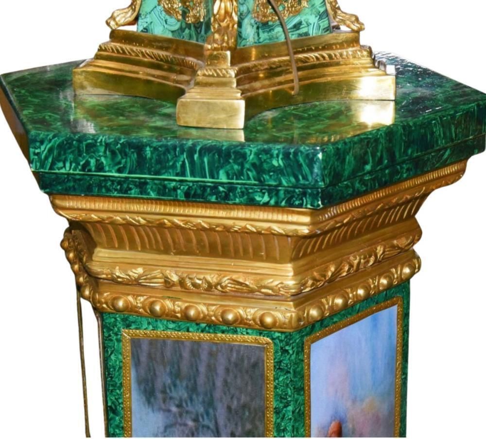 Pair Faux Malachite Pedestal Stands French Louis XVI photo Home Decor
