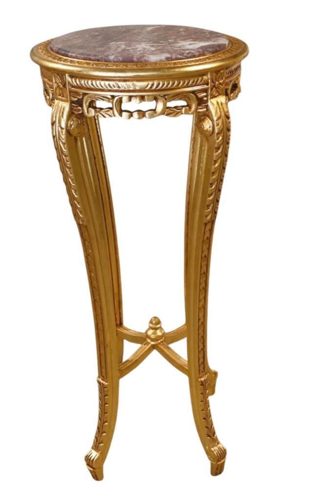 Pair French Louis XVI Giltwood Pedestals Tables Marble Tops photo furniture