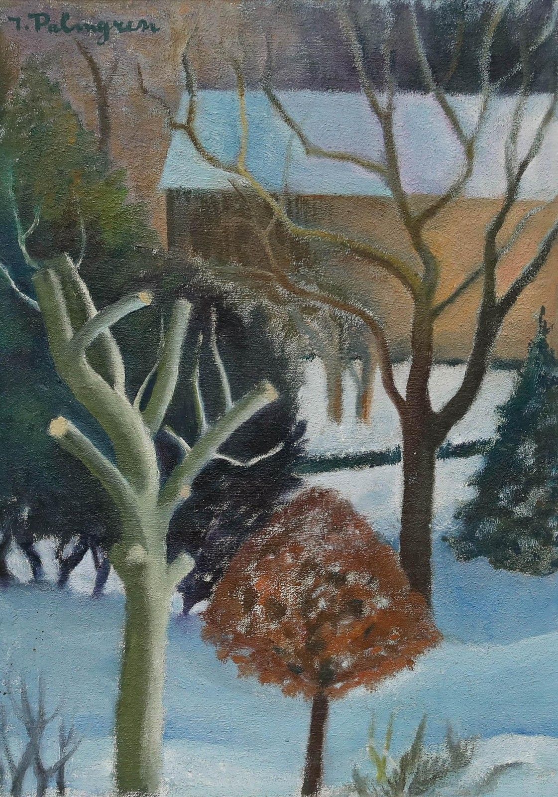 T. Palmgren Framed 20th Century Oil, Winter Trees photo furniture