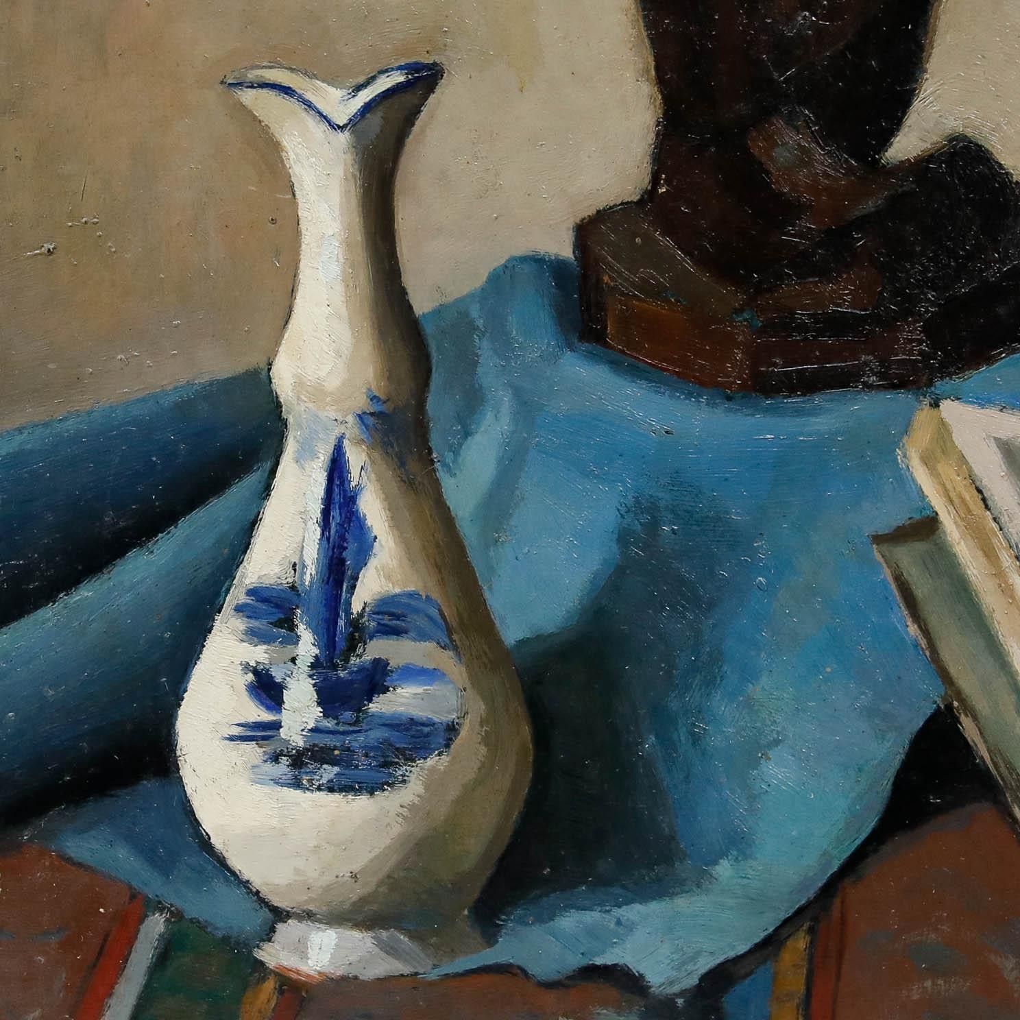 Marcel Renot (1896 1973) Mid 20th Century Oil, Still Life Of Virgin Sculpture photo 250.0