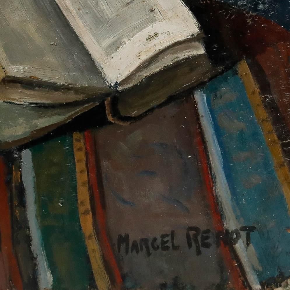 Marcel Renot (1896 1973) Mid 20th Century Oil, Still Life Of Virgin Sculpture photo vinterior