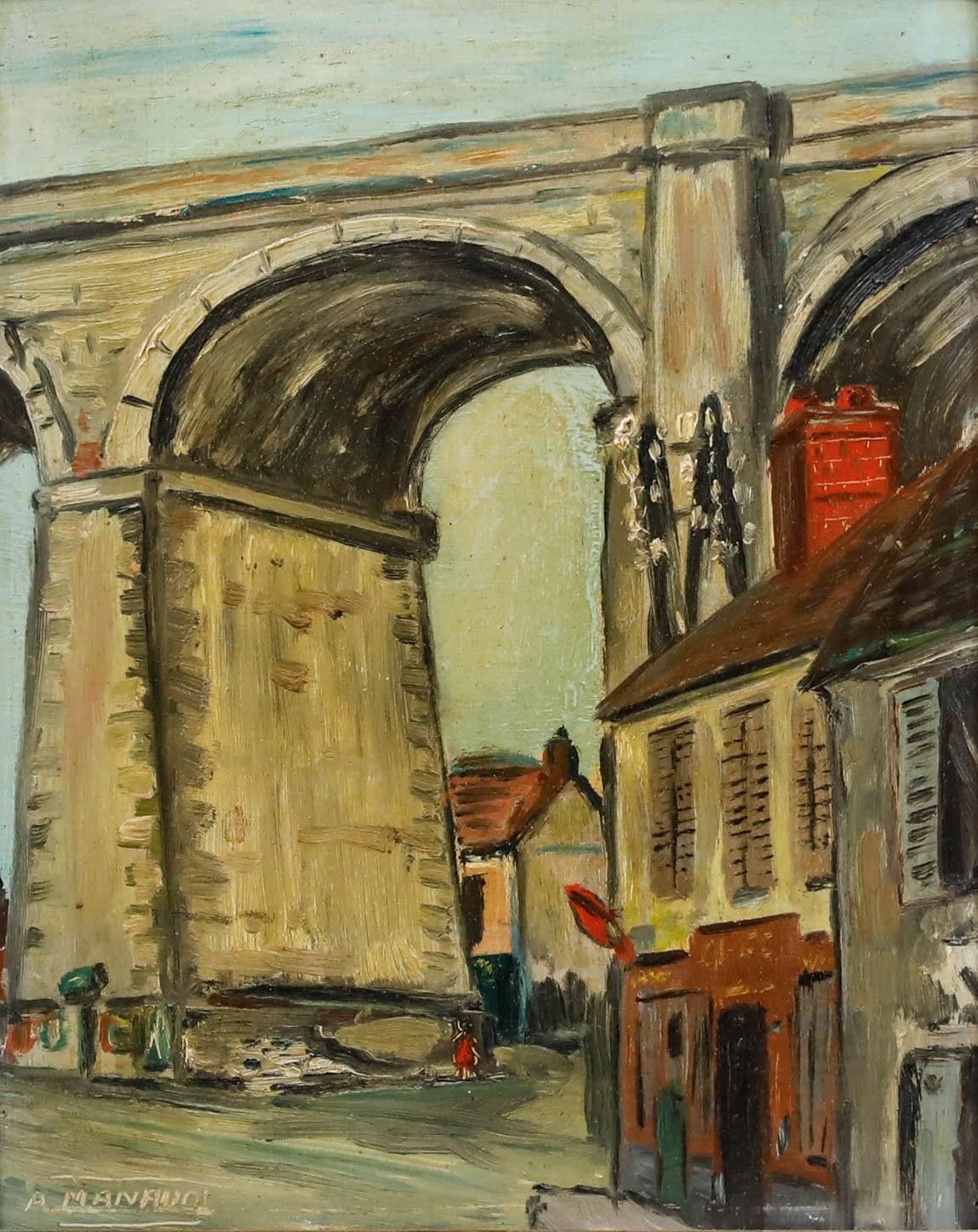 A. Manand Early 20th Century Oil, The Viaduct photo furniture