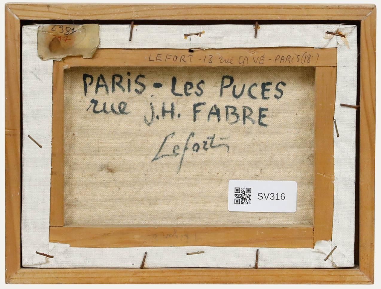 Jean Lefort (B.1948) Framed 20th Century Oil, A Flea Market In Paris photo for sale