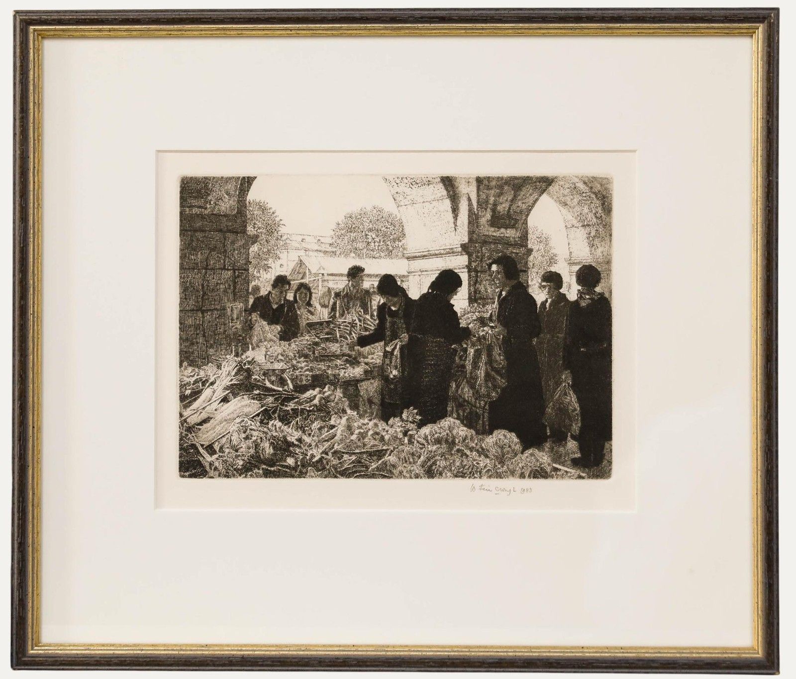 Wilfred R. E. Fairclough (1907 1996) Framed 1983 Etching, Market Place