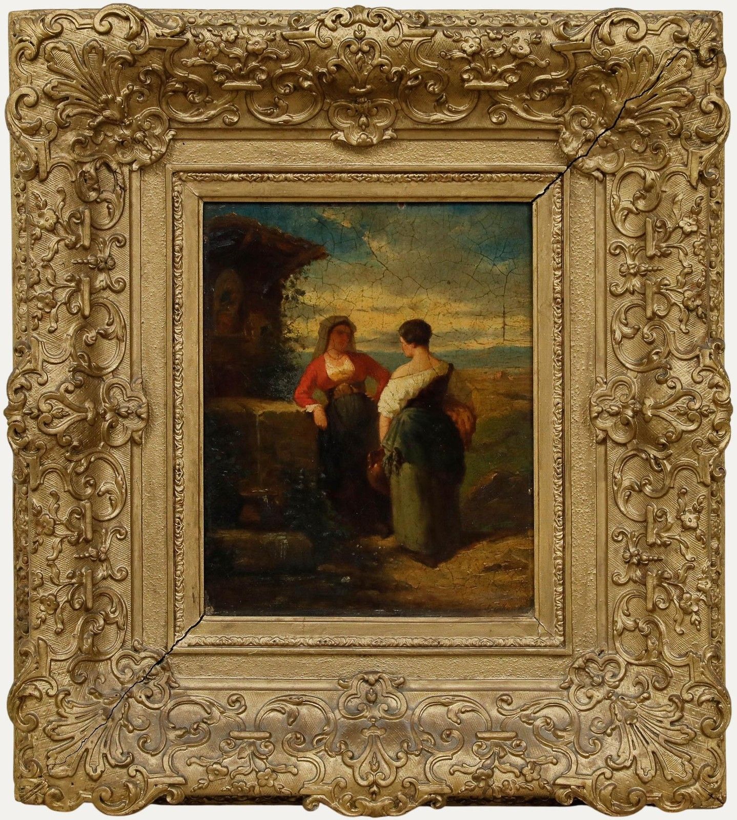 Charles Michel Guilbert D'anelle (1820 1889) Oil, Collecting Water