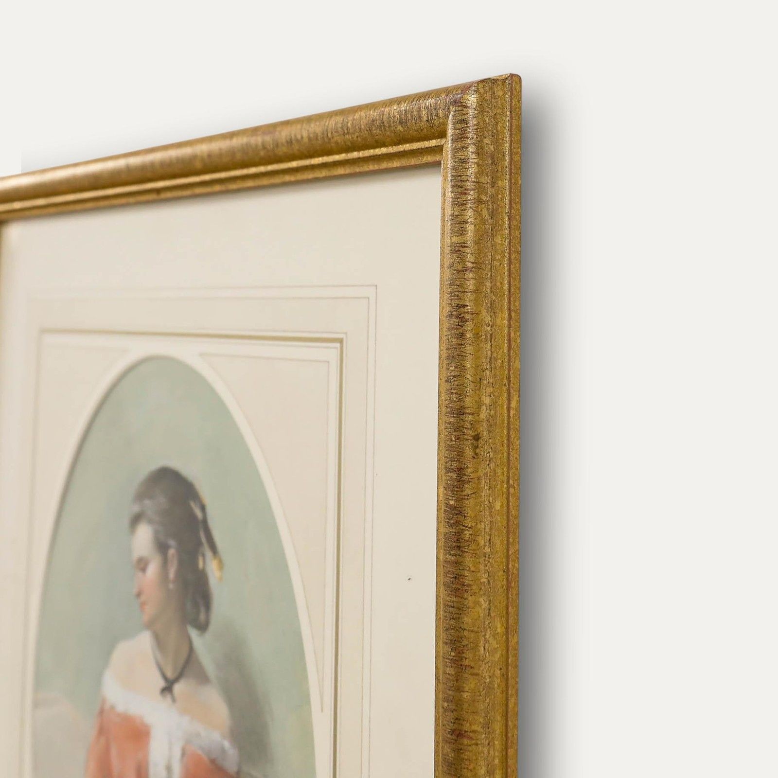 Framed Early 20th Century Watercolour Portrait Of A Lady Holding A Fan photo 225.0