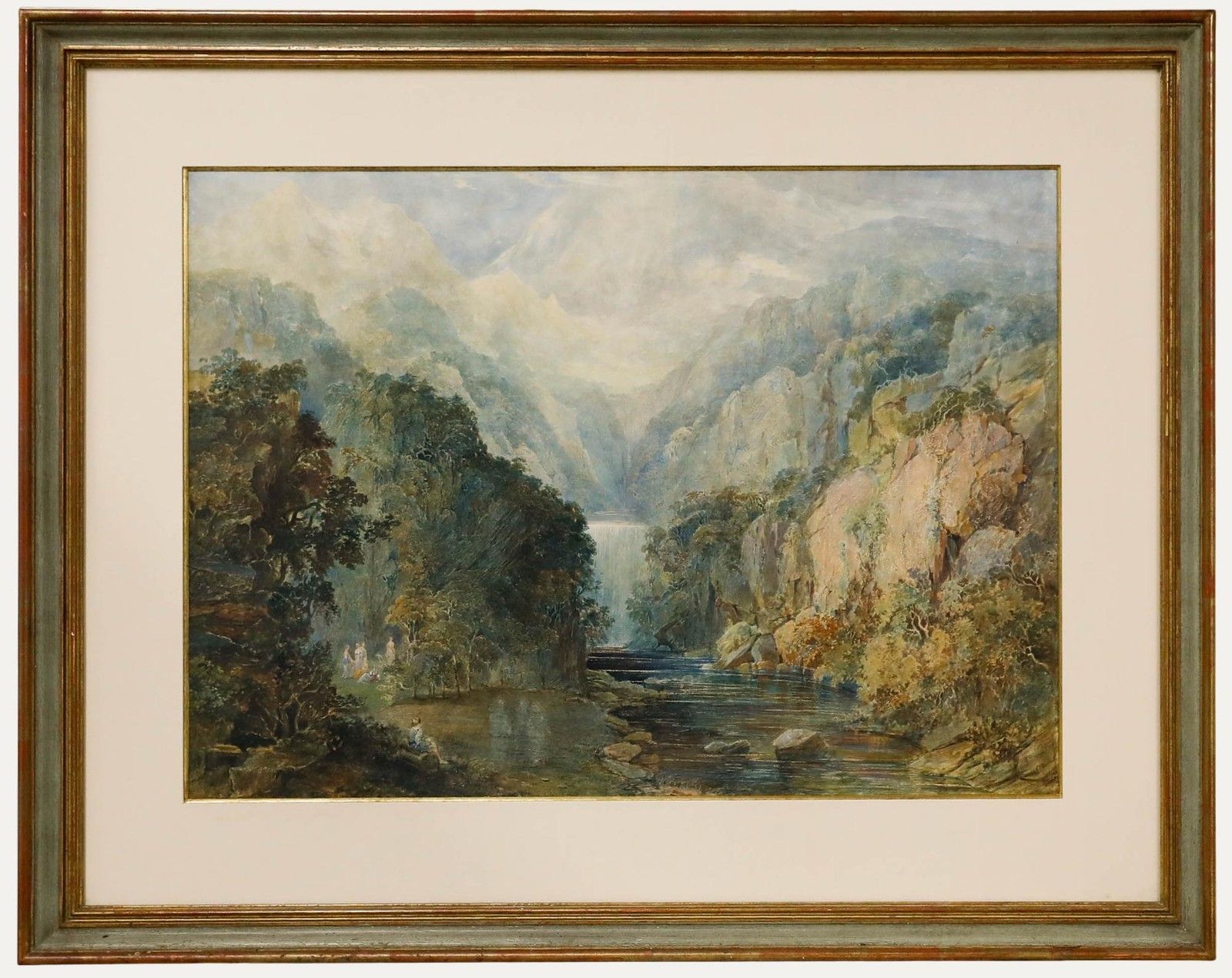 Charles Nicholls Woolnoth Rws (1815 1906) Watercolour, Beneath The Waterfall