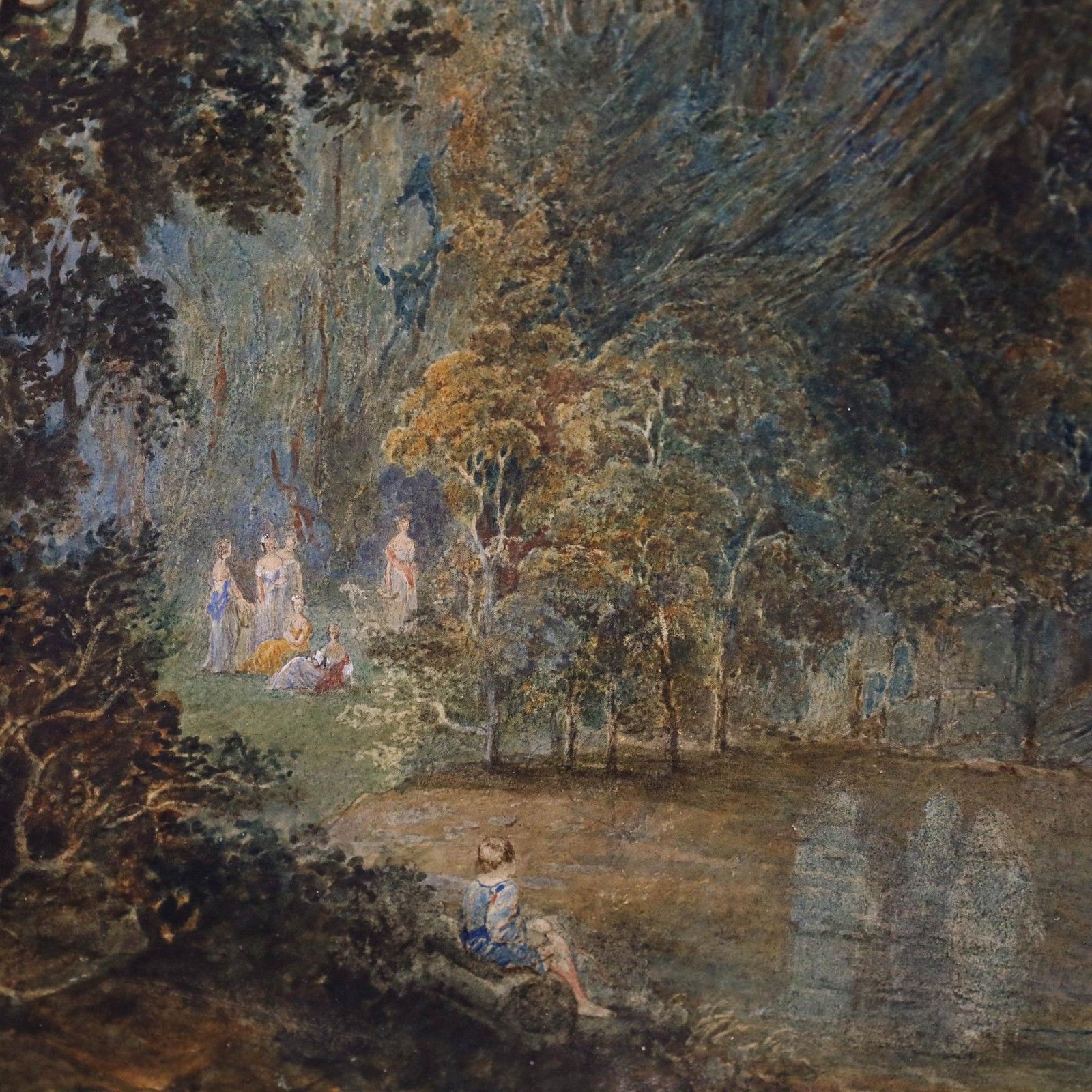 Charles Nicholls Woolnoth Rws (1815 1906) Watercolour, Beneath The Waterfall photo Art