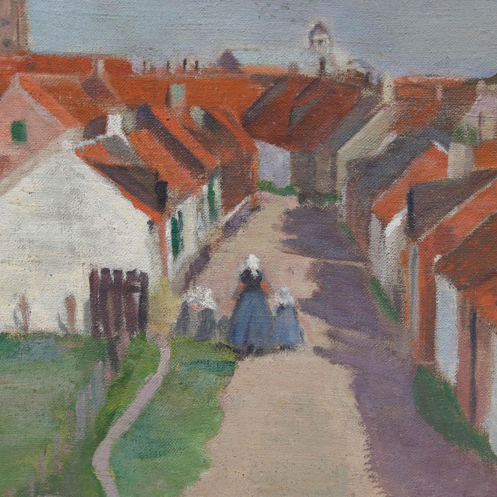 Cecile Hertz Eyrolles (1875 1974) Mid 20th Century Oil, Rooftops photo Art