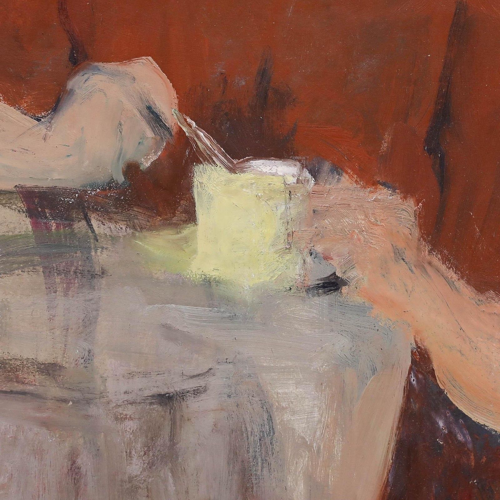 Cecile Hertz Eyrolles (1875 1974) Mid 20th Century Oil, Stirring Tea photo vinterior