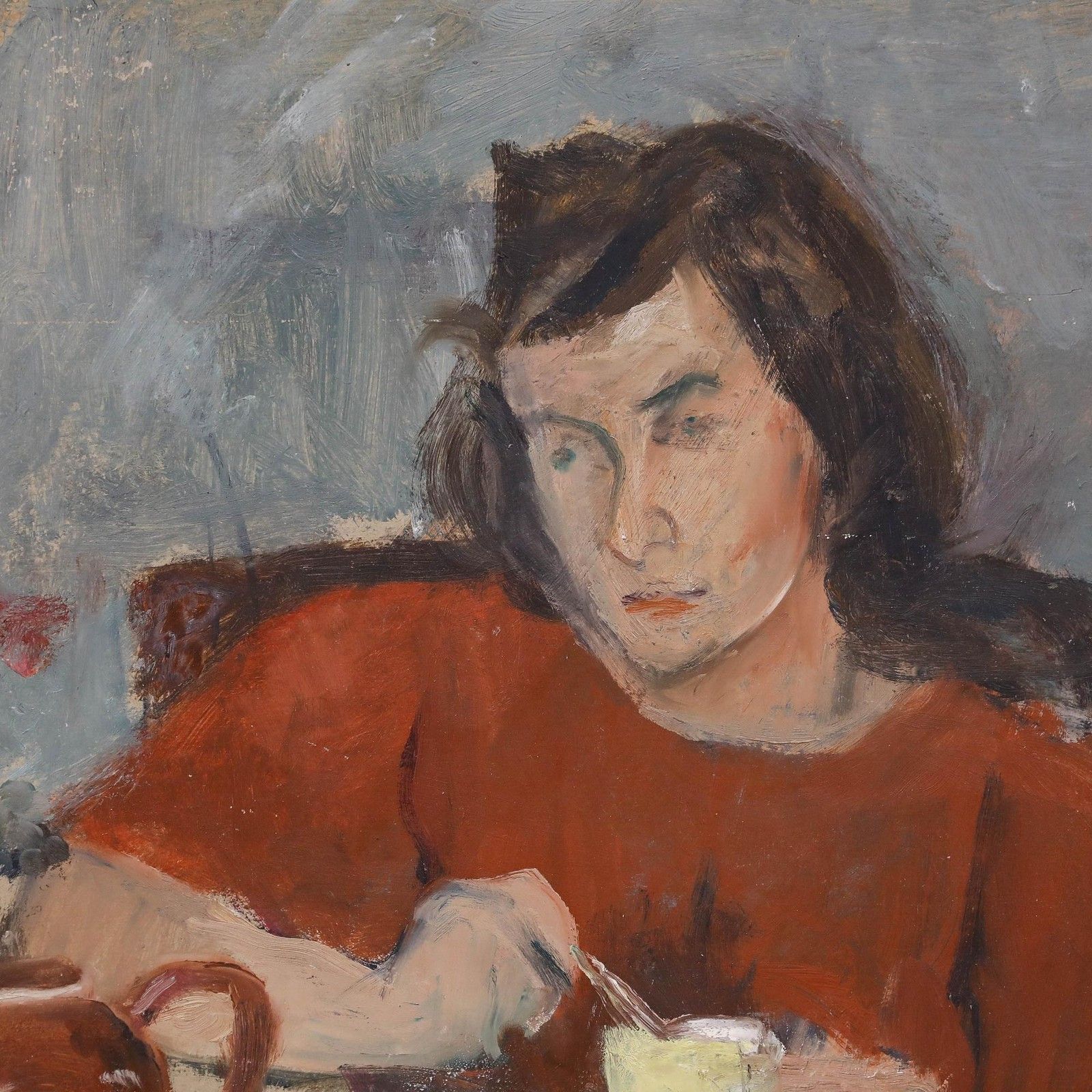 Cecile Hertz Eyrolles (1875 1974) Mid 20th Century Oil, Stirring Tea photo buy
