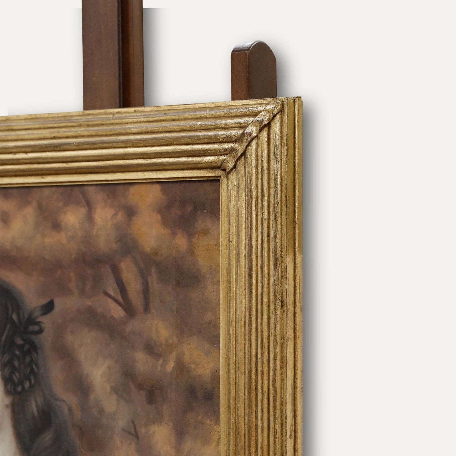 Framed 19th Century Oil Portrait Of Young Girl Holding A Flower photo vinterior
