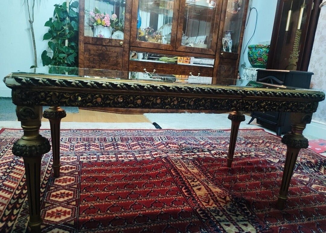 Antique French Gilt & Mirrored Glass Coffee Table photo vinterior