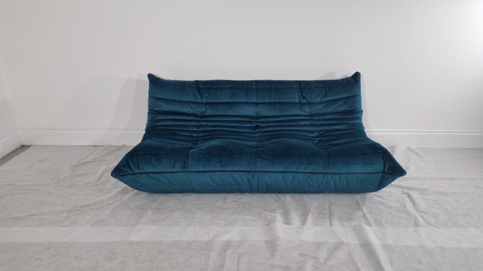 Ligne Roset 3 Seater Togo In Green Teal Velvet Immaculate Condition photo furniture