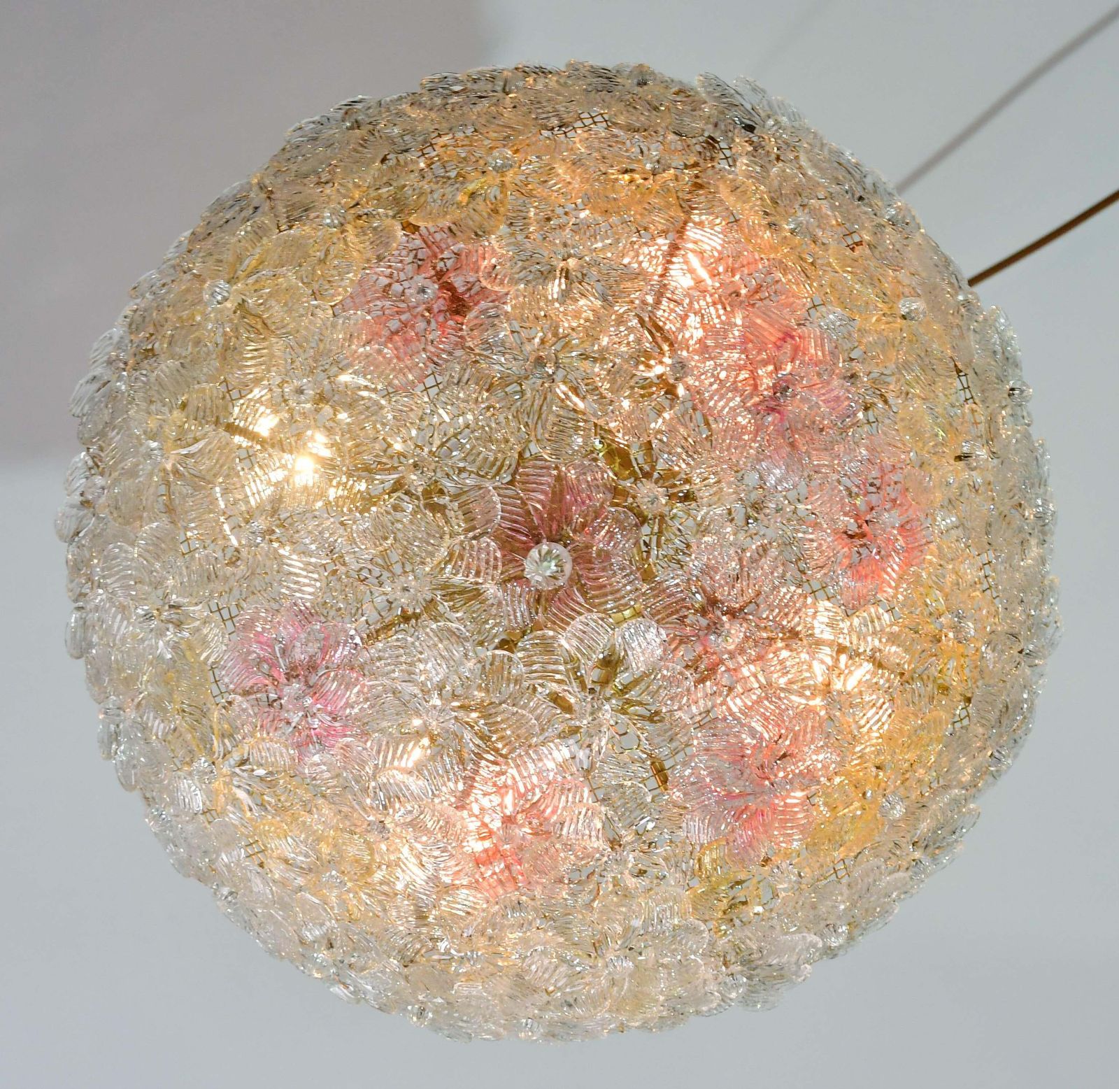 Amazing Set Of 2 Murano Glass Ceiling Flower By Seguso For Venini photo for sale