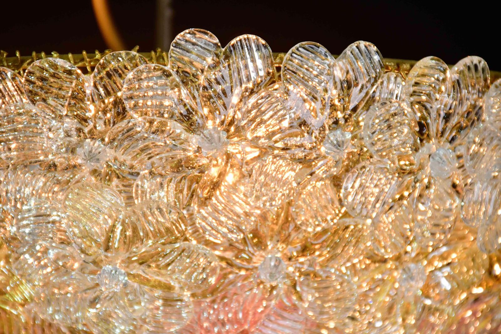 Amazing Set Of 2 Murano Glass Ceiling Flower By Seguso For Venini photo vintage