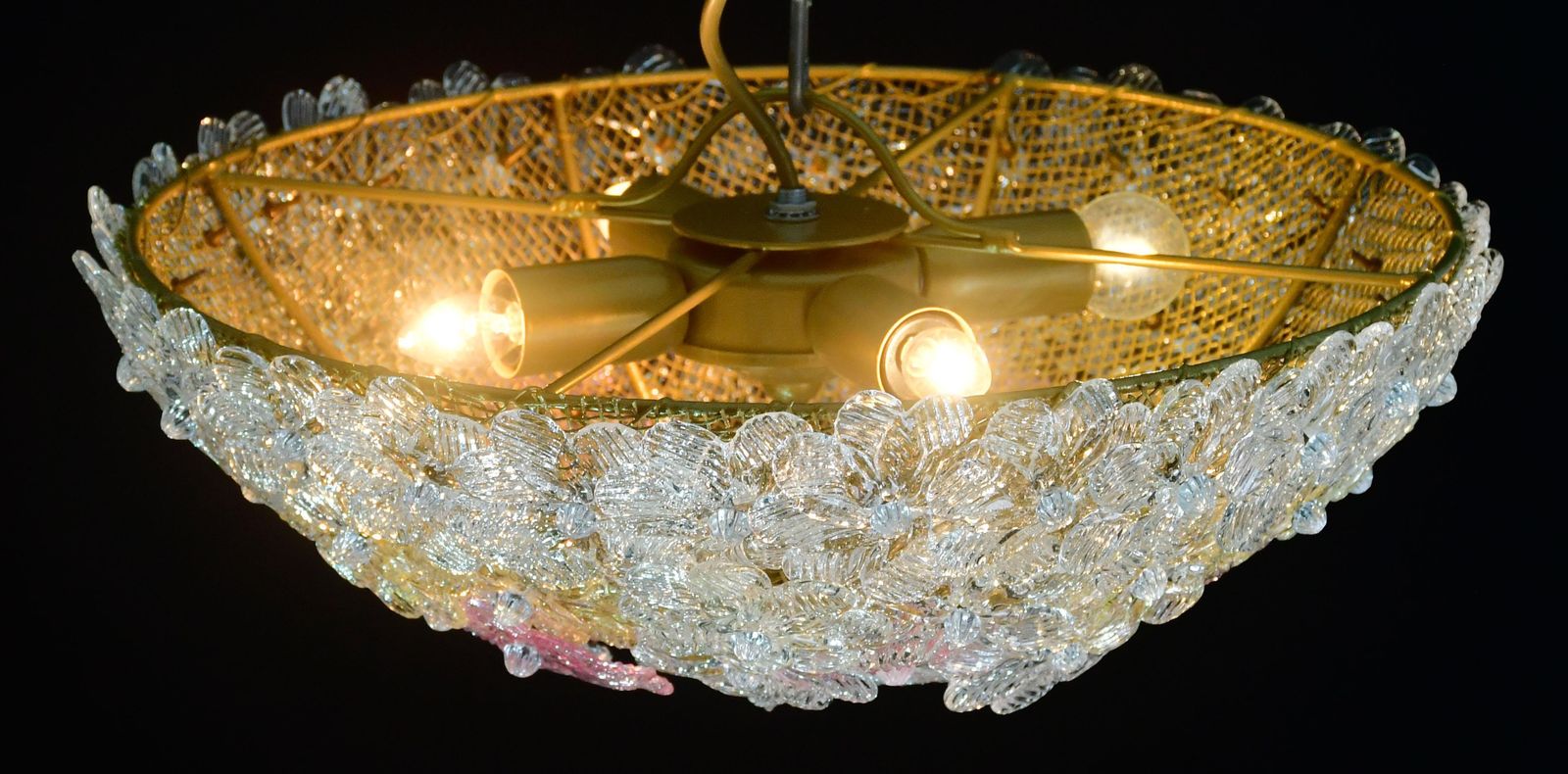 photo vintage Amazing Set Of 2 Murano Glass Ceiling Flower By Seguso For Venini