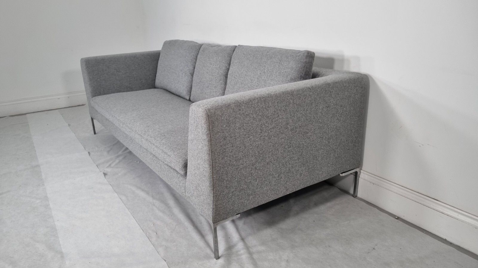 Bb Italia Charles Sofa In Luxuriously Soft Mid Grey Lambswool Stunning Condition photo vinterior