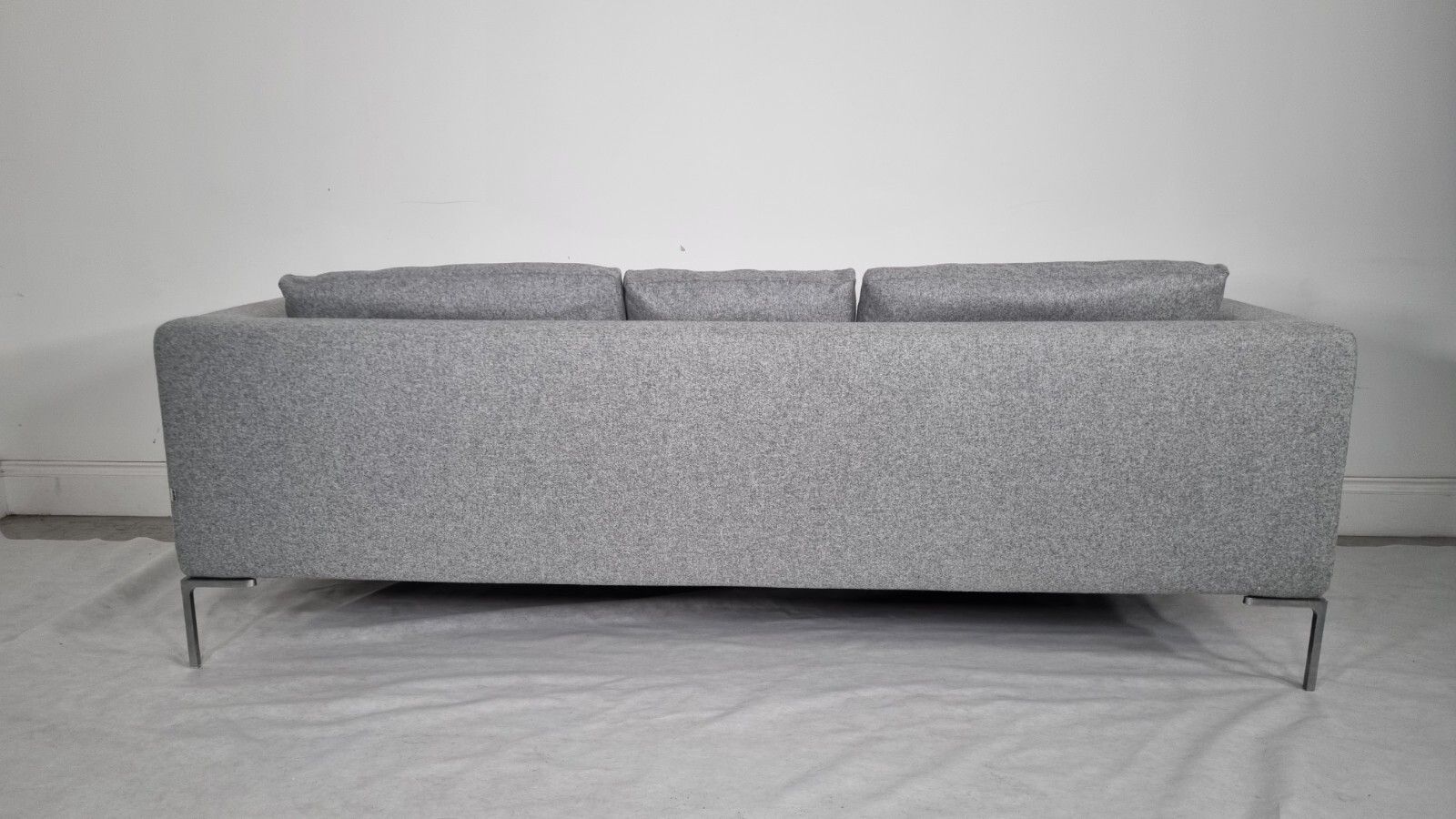 Bb Italia Charles Sofa In Luxuriously Soft Light Grey Wool Impeccable Condition photo buy