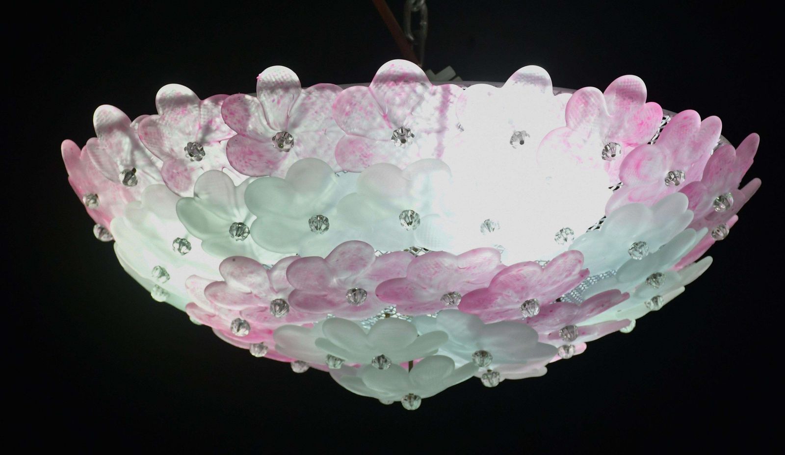 Elegant Murano Ceiling Light Pink Flower By Seguso For Venini, Italy photo buy