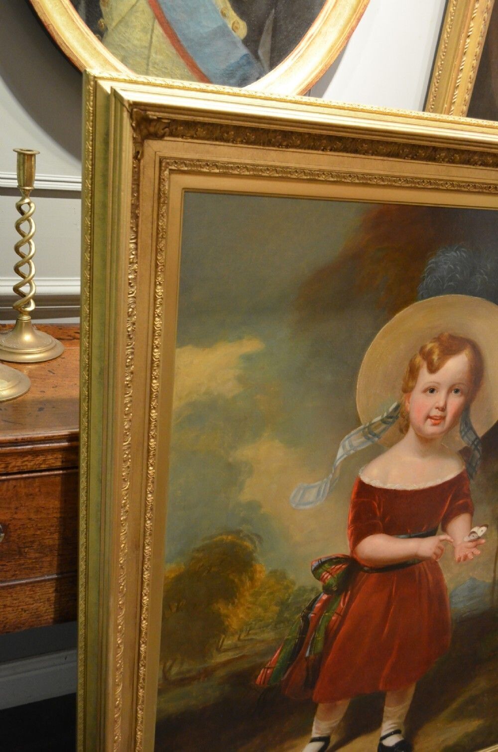 Fabulous 19th Century Oil On Canvas Portrait Of Young Boy With A Butterfly Henry Scott 1804 1860 photo vintage