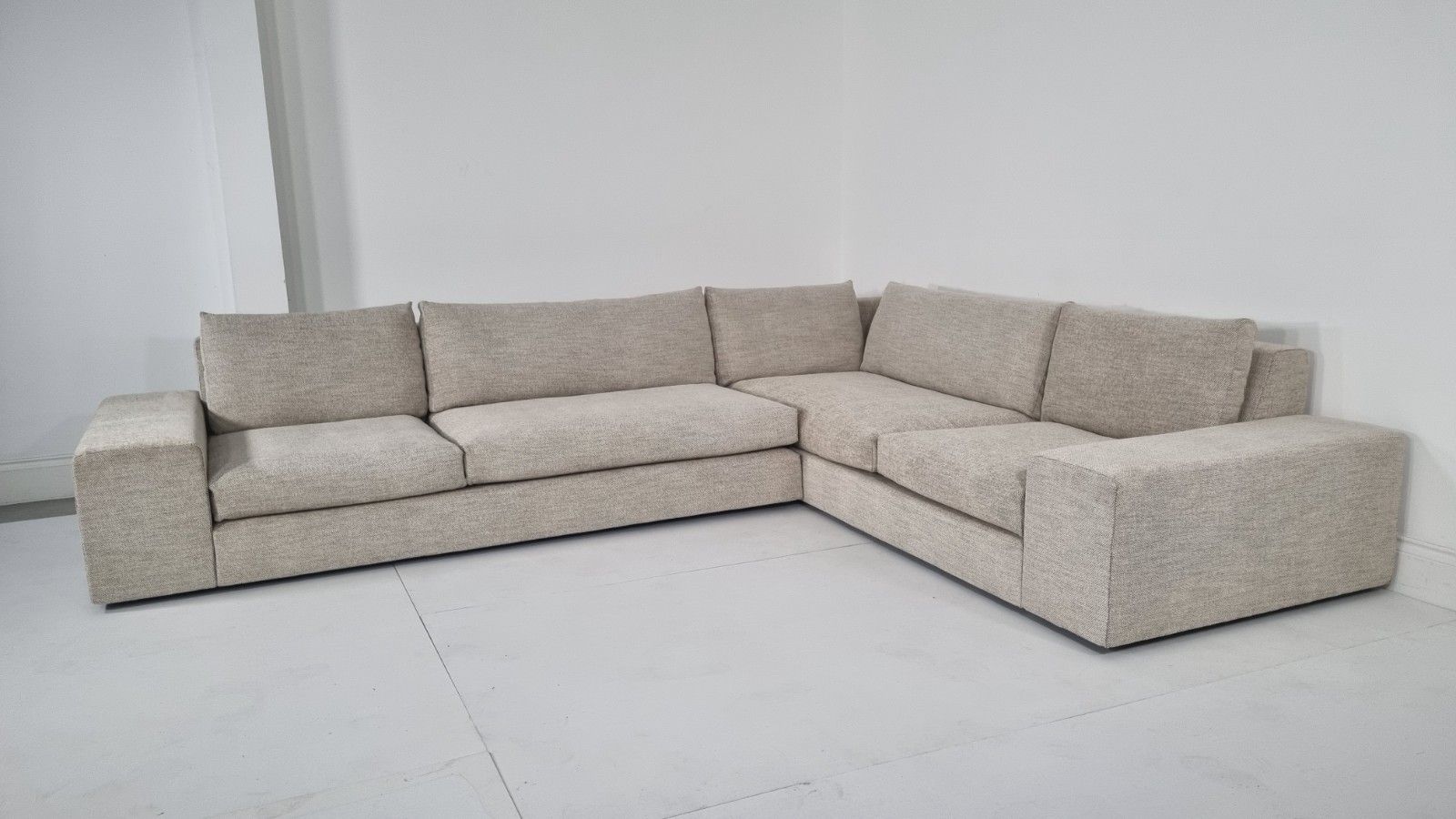Ligne Roset Exclusif Corner Sofa In Cream And Slate Grey Interwoven Fabric photo for sale