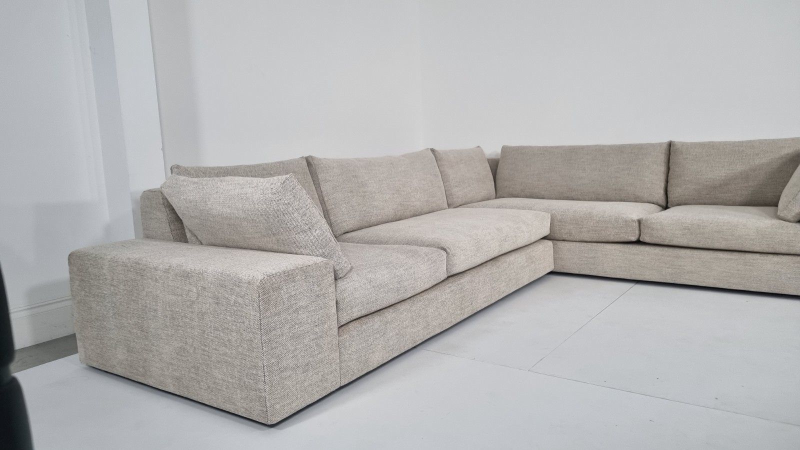 Ligne Roset Exclusif Corner Sofa In Cream And Slate Grey Interwoven Fabric photo vinterior