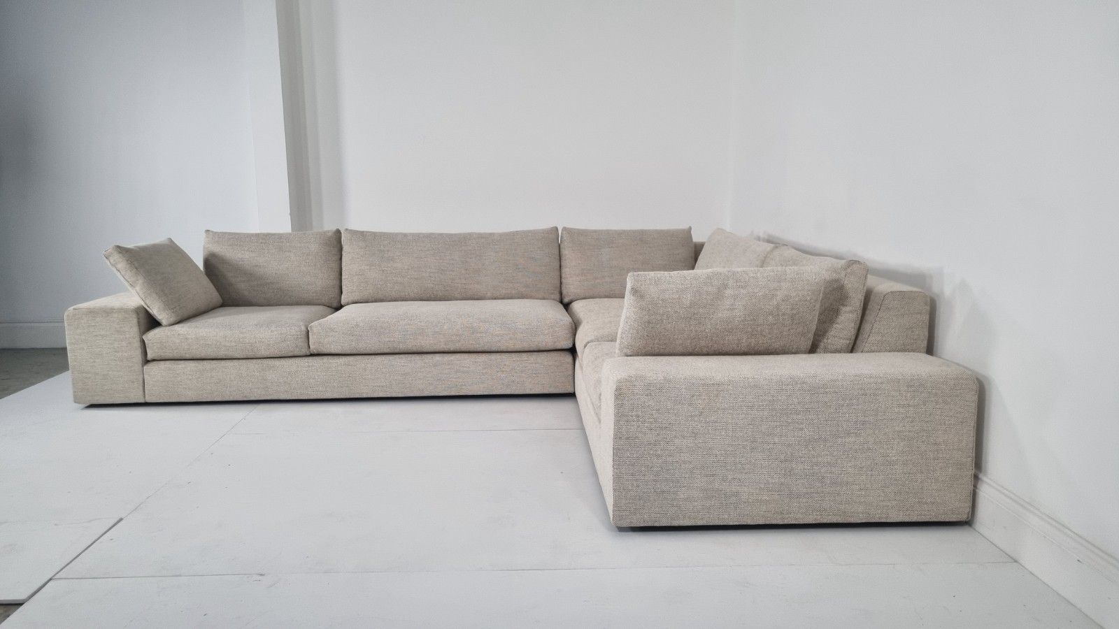 photo for sale Ligne Roset Exclusif Corner Sofa In Cream And Slate Grey Interwoven Fabric