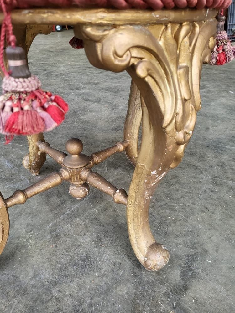 Antique Victorian Round Gilt Cabriole Legs Tapestry Stool Seat photo 345.0