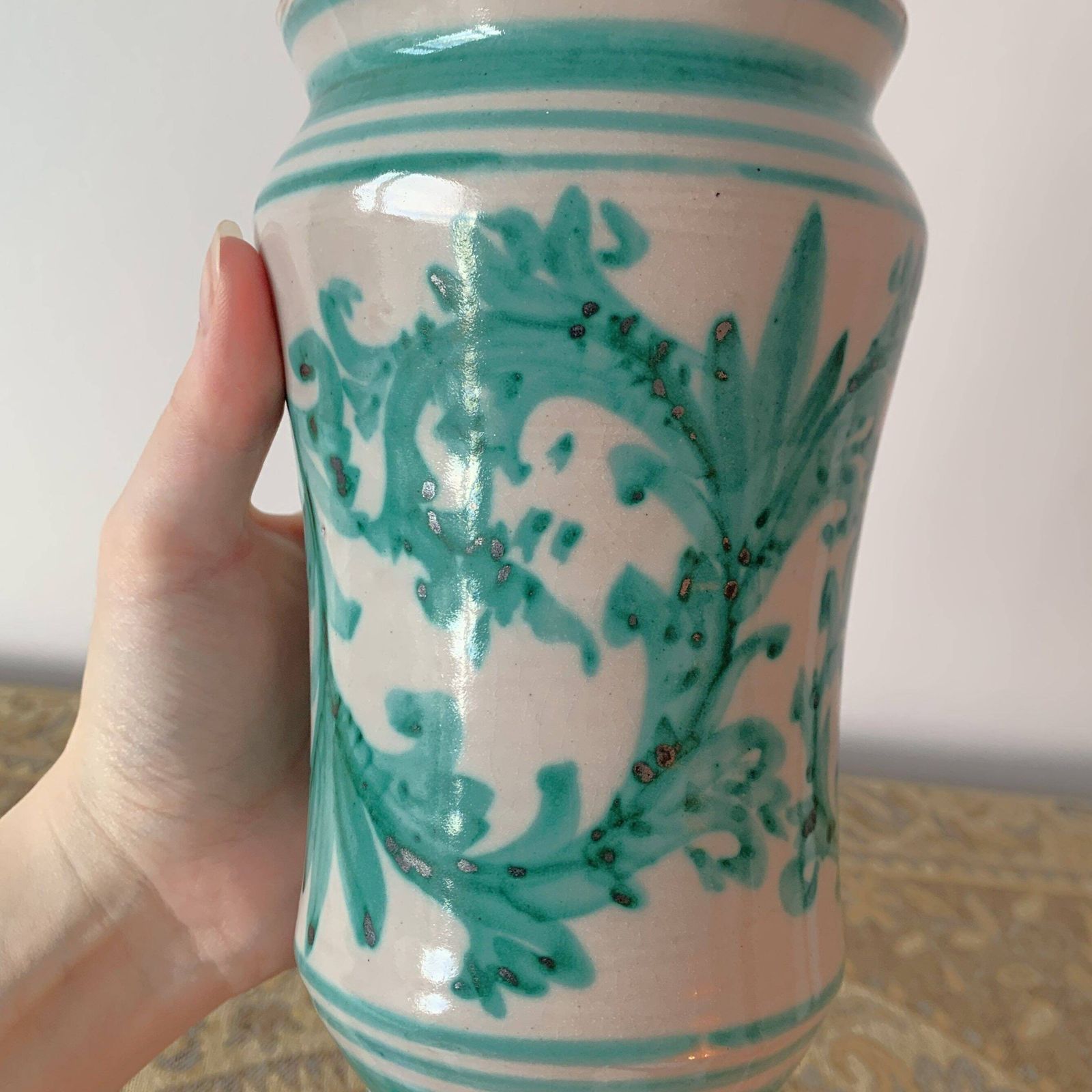 Rare Art Vase   By Igor Santo Stefano Di Camastra   Teal Fern Design photo 85.0