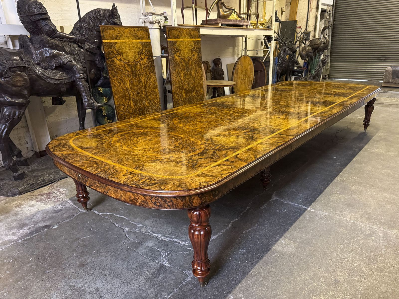 Huge Bespoke 22ft Burr Walnut & Crossbanded Dining Table & 22chairs photo vintage