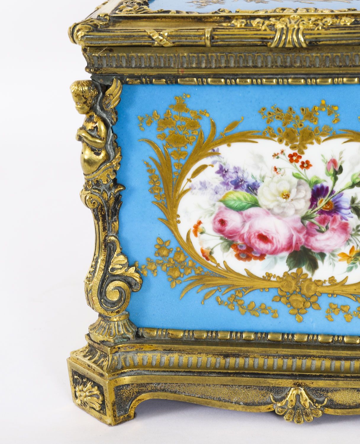 Antique French Sevres Porcelain And Ormolu Jewellery Casket C1860 19th C photo Home Decor