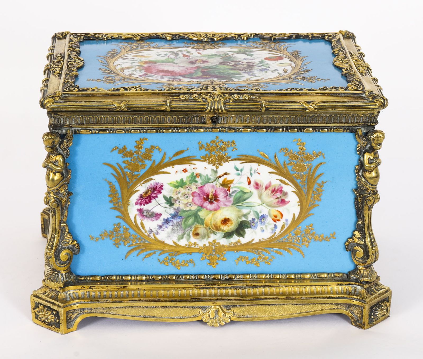 Antique French Sevres Porcelain And Ormolu Jewellery Casket C1860 19th C photo 2350.0