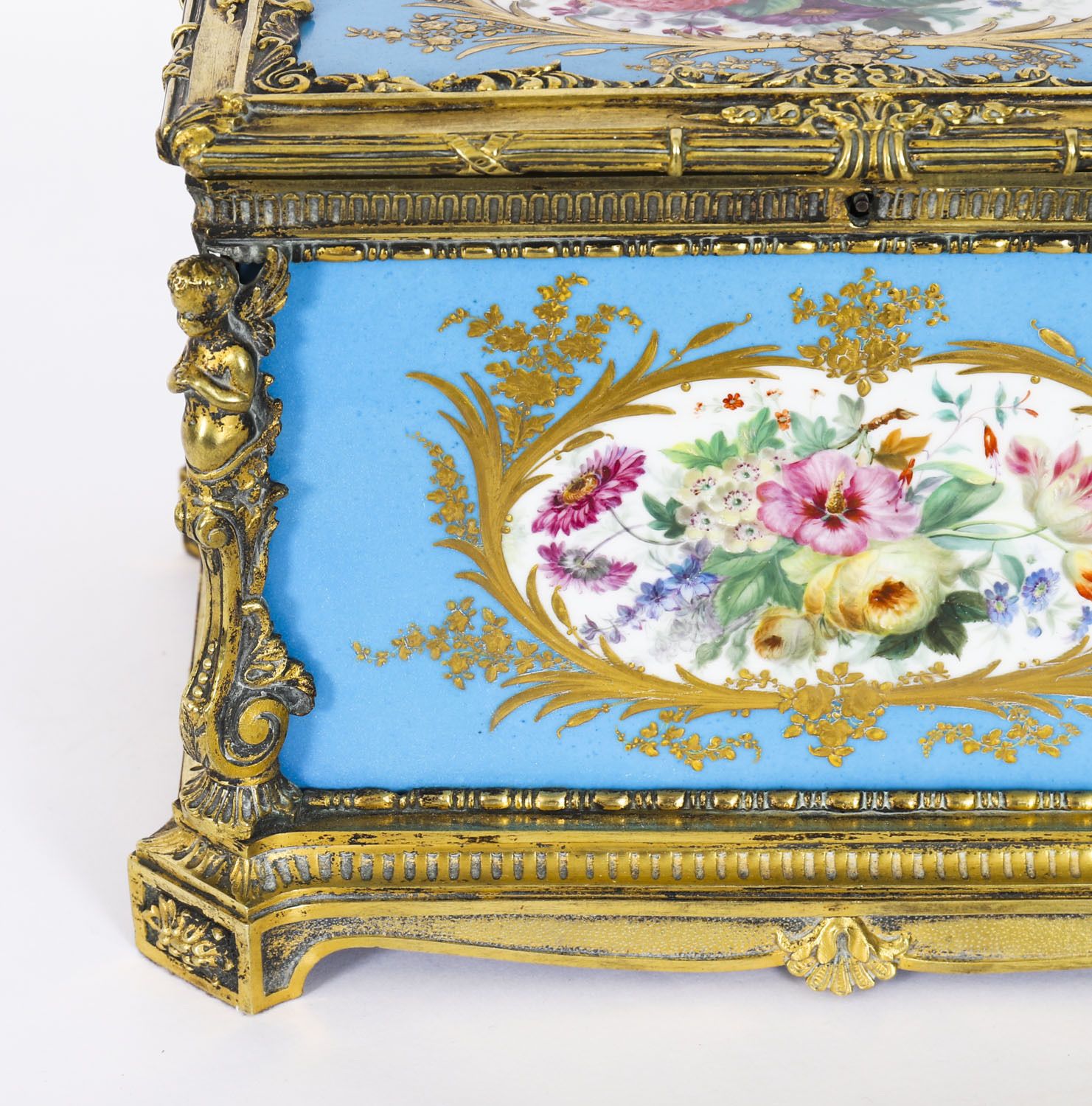 Antique French Sevres Porcelain And Ormolu Jewellery Casket C1860 19th C photo vintage