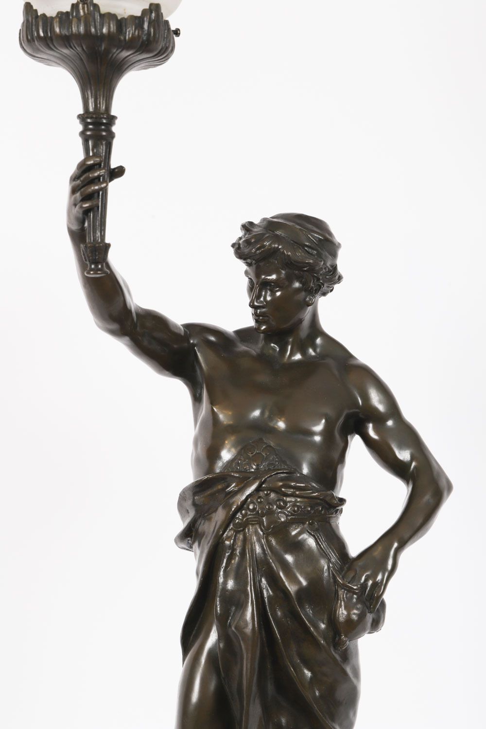 Antique Large French Bronze Lamp Of 'Gloire Et Fortune' By Emile Picault 19th C photo buy