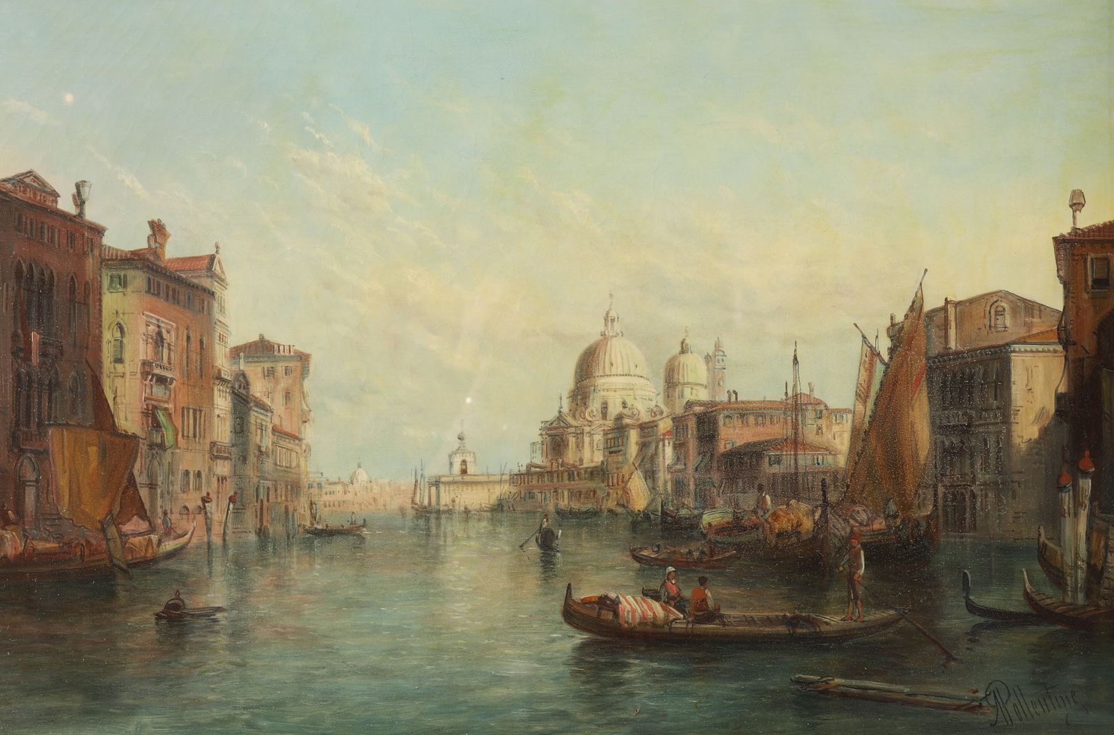 photo buy Antique Pair Oil Paintings Grand Canal Venice Alfred Pollentine  19th C