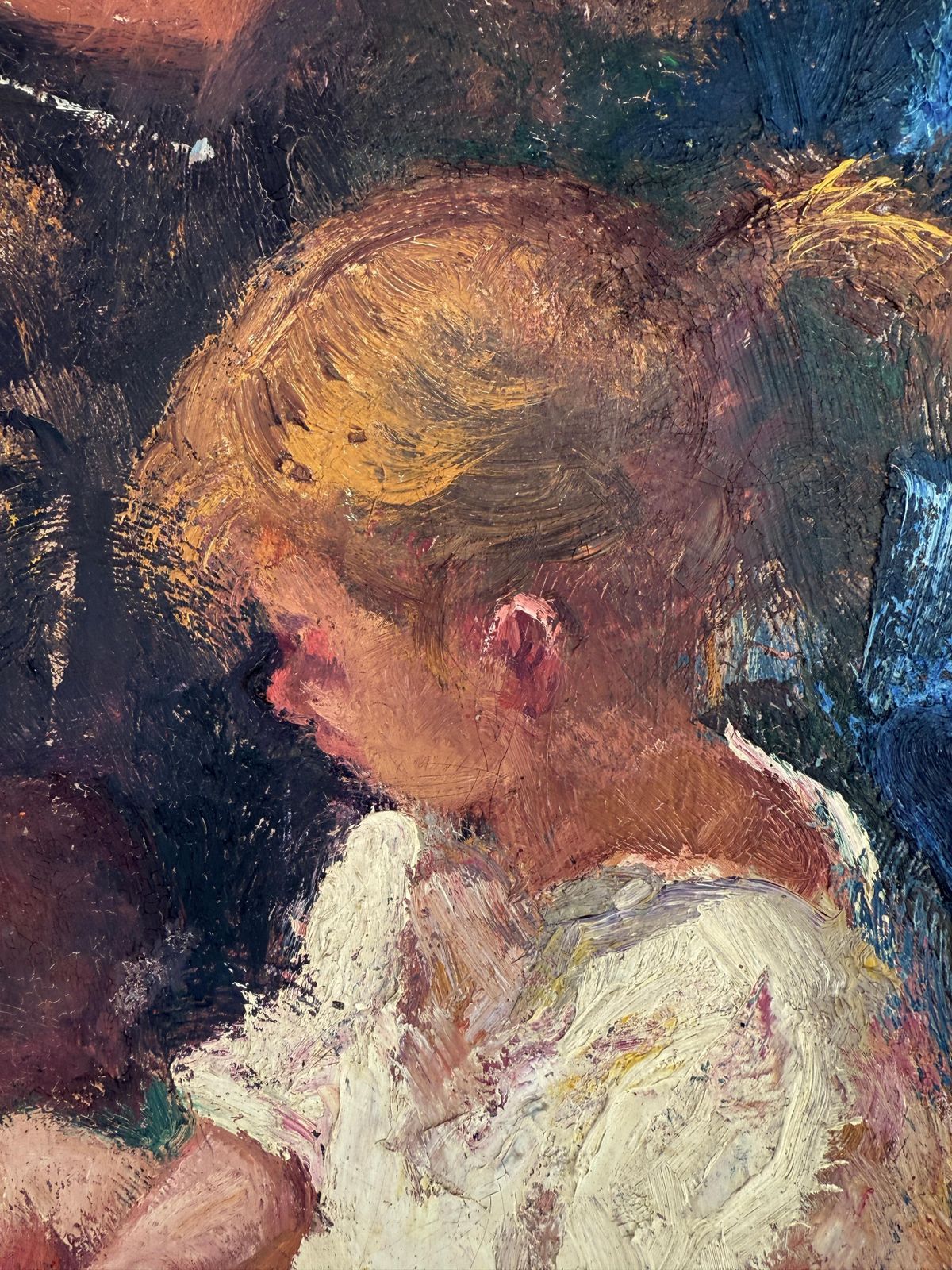 Amadeo Freixas Vivo Mother And Daughter Oil On Canvas Painting C.1960 photo Art