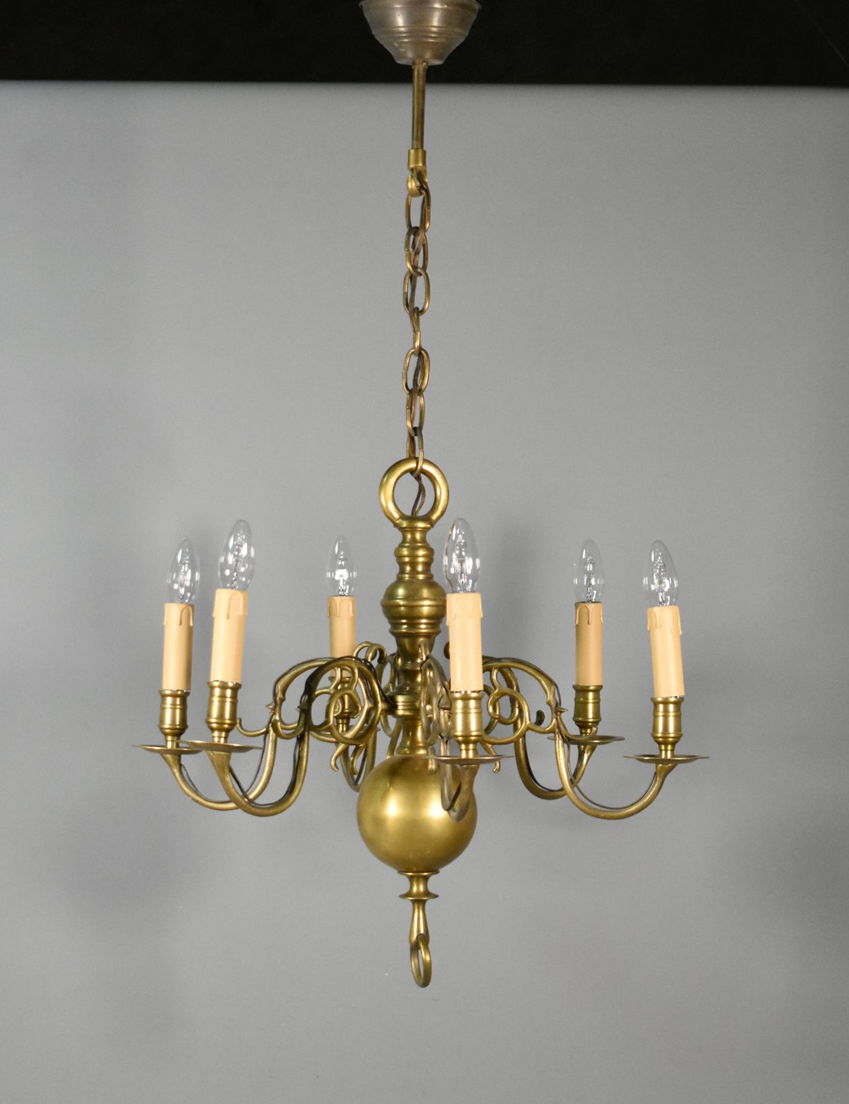 Six Arm Antique Dutch Bronze Chandelier photo furniture