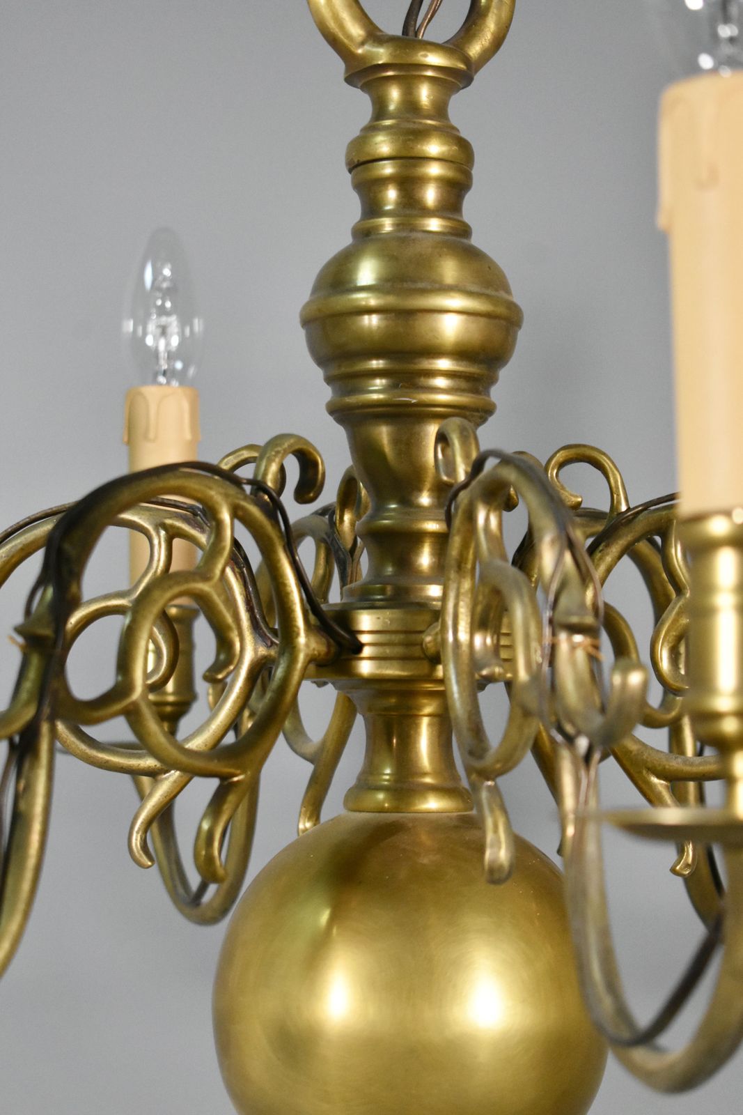 Six Arm Antique Dutch Bronze Chandelier photo vinterior