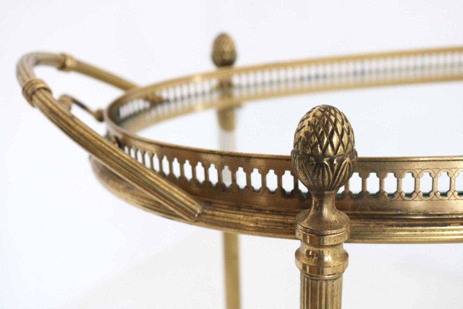 Vintage Maison Baguès Brass Oval Bar Cart 1950s Hollywood Regency photo for sale