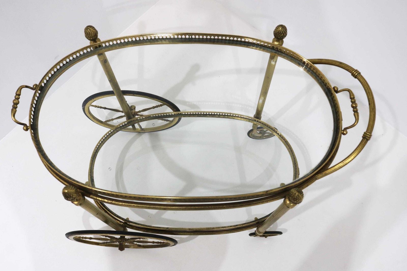 photo buy Vintage Maison Baguès Brass Oval Bar Cart 1950s Hollywood Regency