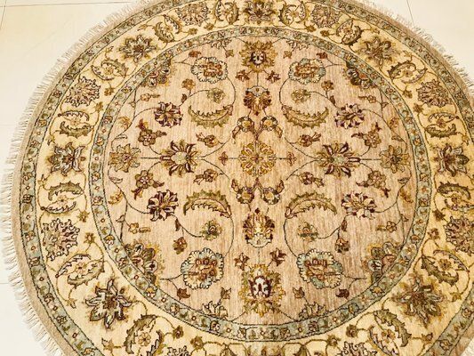 Round Vintage Hand Made Indian Rug, 1963 photo for sale