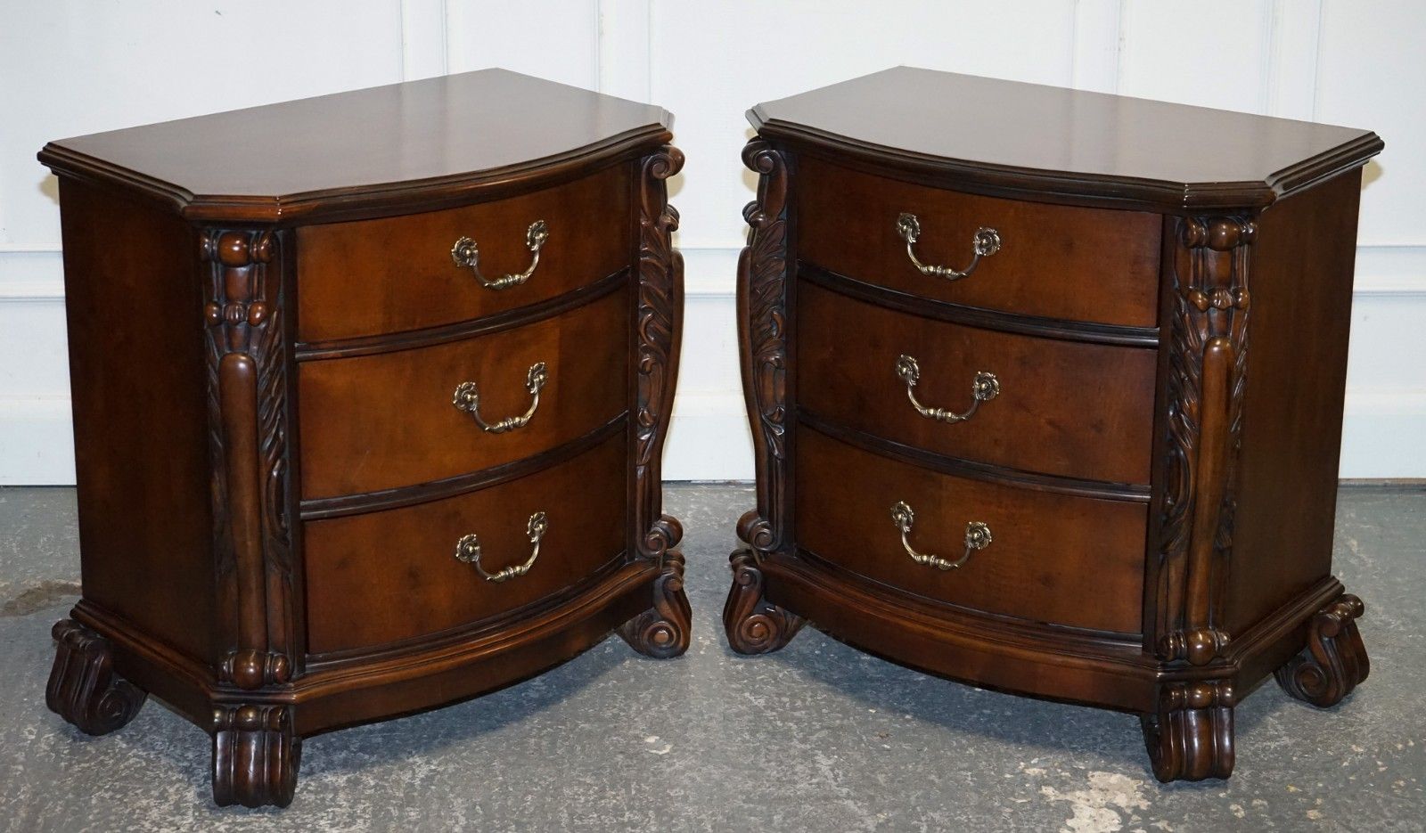 Pair Of Large American Chippendale Style Nightstands Bedside Tables photo furniture