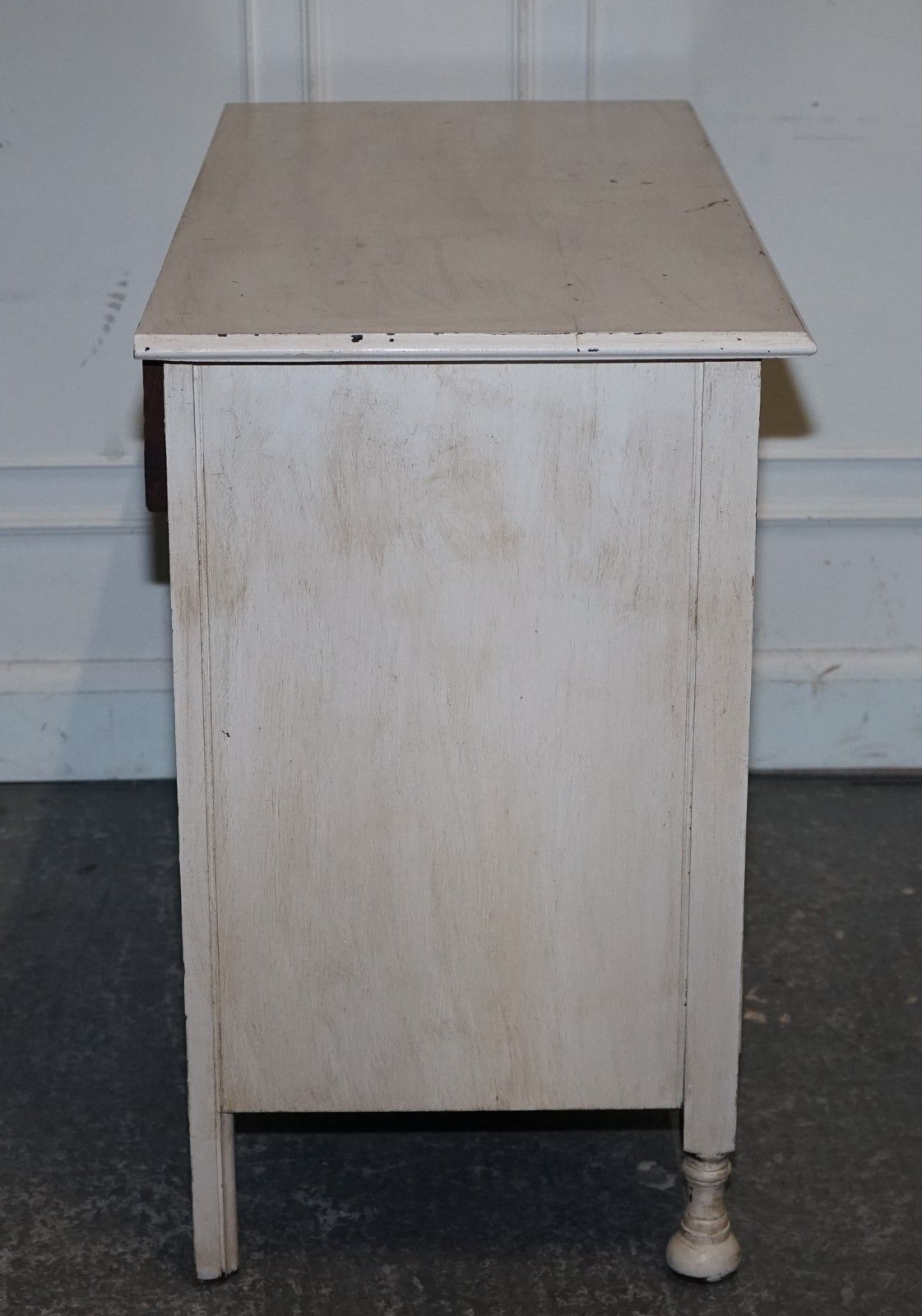 1250.0 Antique Victorian Hand Painted Ivory White Chest Of Drawers With Brass Handles photo