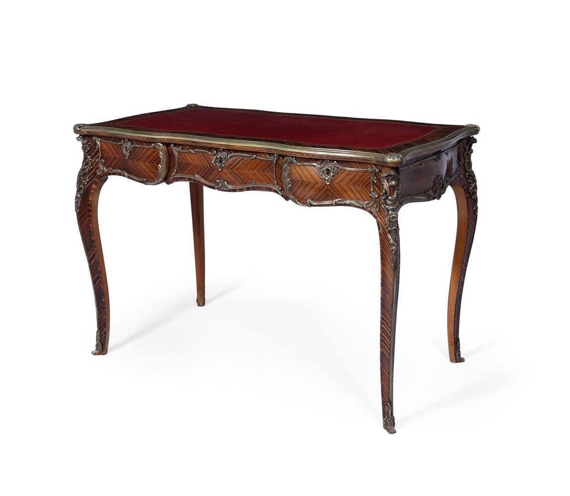 Louis XV Style Kingwood & Ormolu Bureau Plat By Simon Loscertales photo furniture