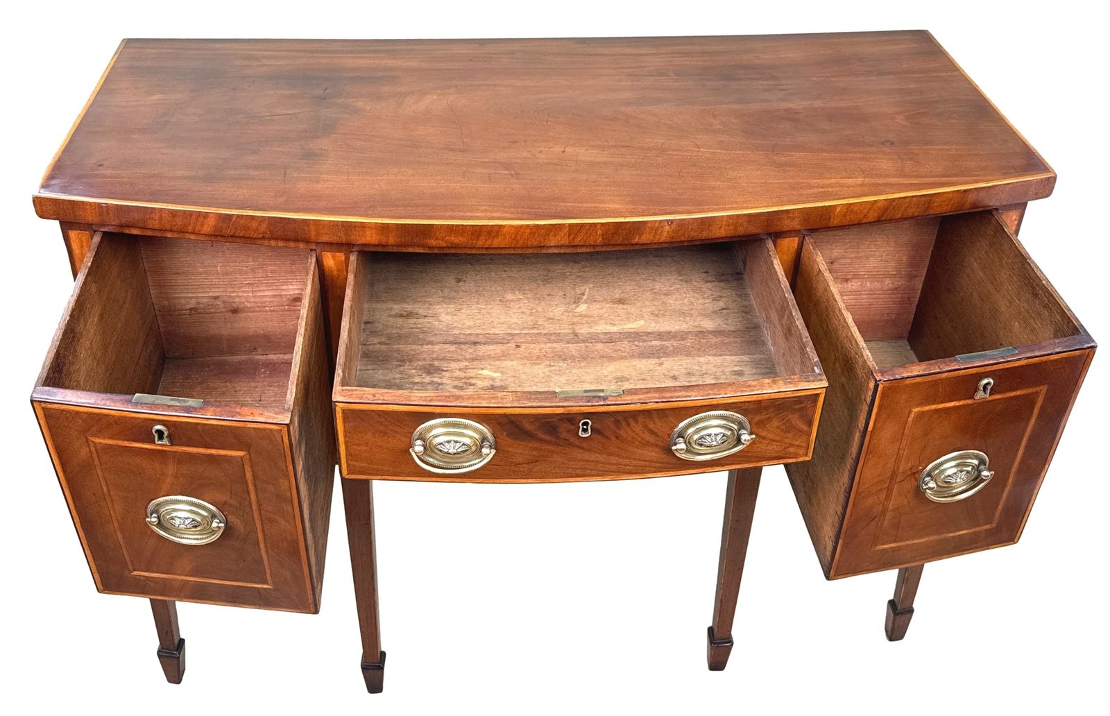 18th Century Georgian Mahogany Small Bowfront Sideboard (England, Circa 1780) photo vintage